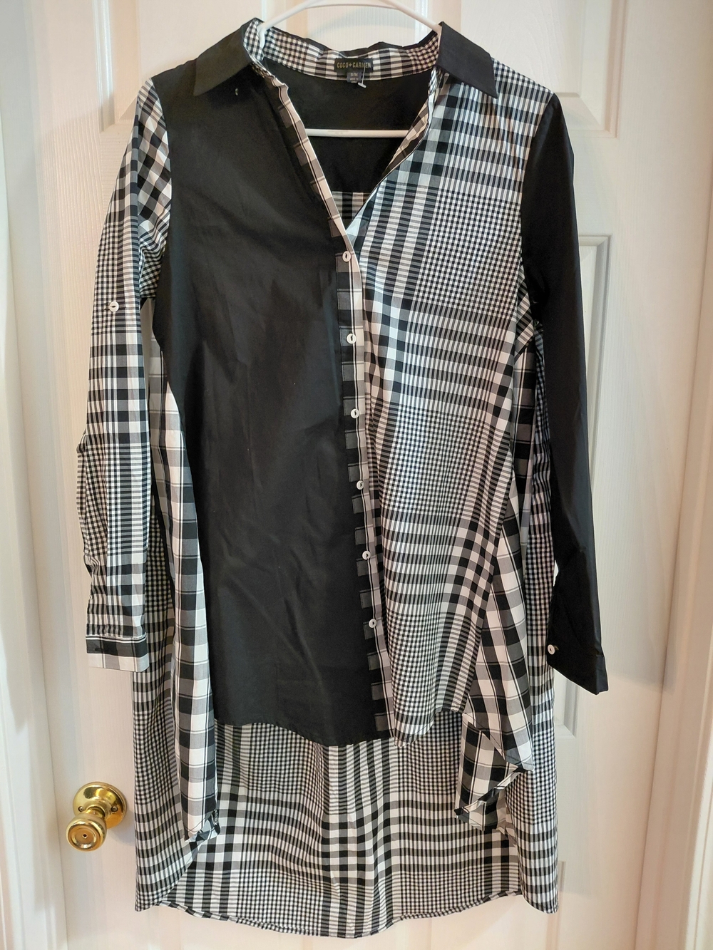 Coco + Carmen Black and White Gingham Button Shirt